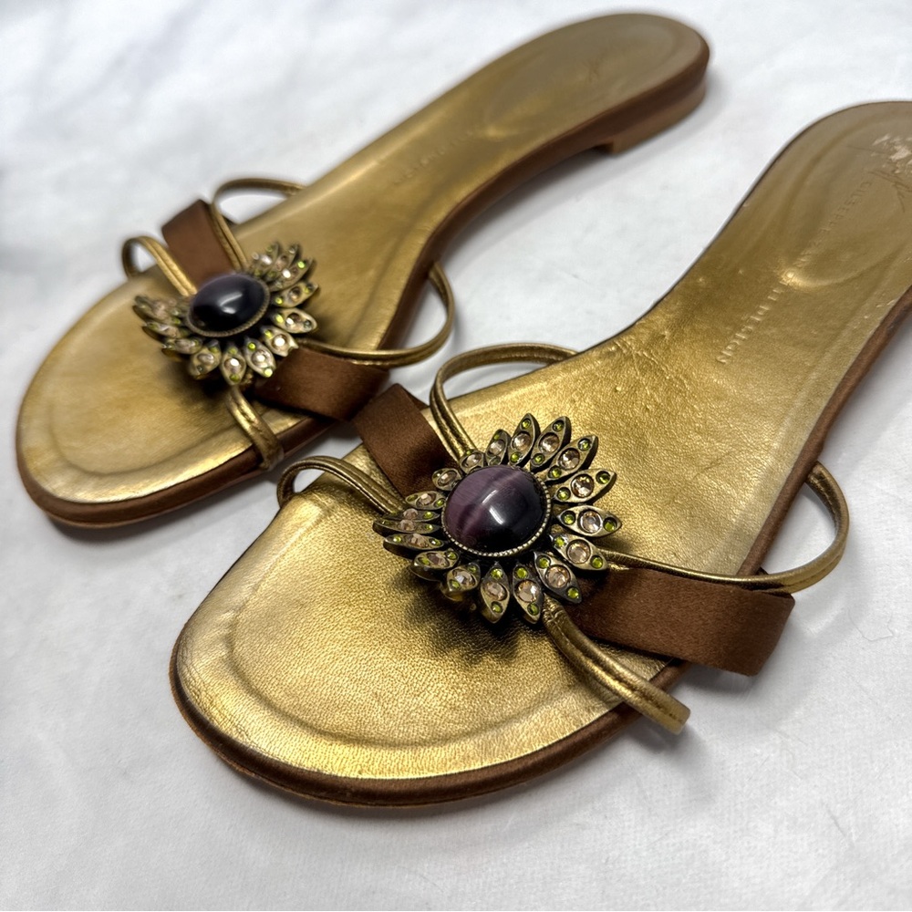 Giuseppe Zanotti Vicini Vintage Y2K Strappy Sun Flat Slide Mule Sandal Shoe 37.5 - Picture 4 of 11